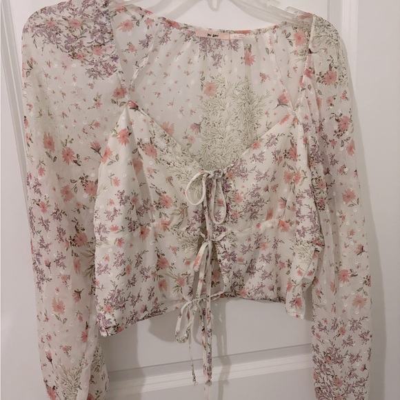 Francesca’s Marie Floral Godet Long Sleeve Blouse M and Mini Skirt L. - Picture 7 of 11